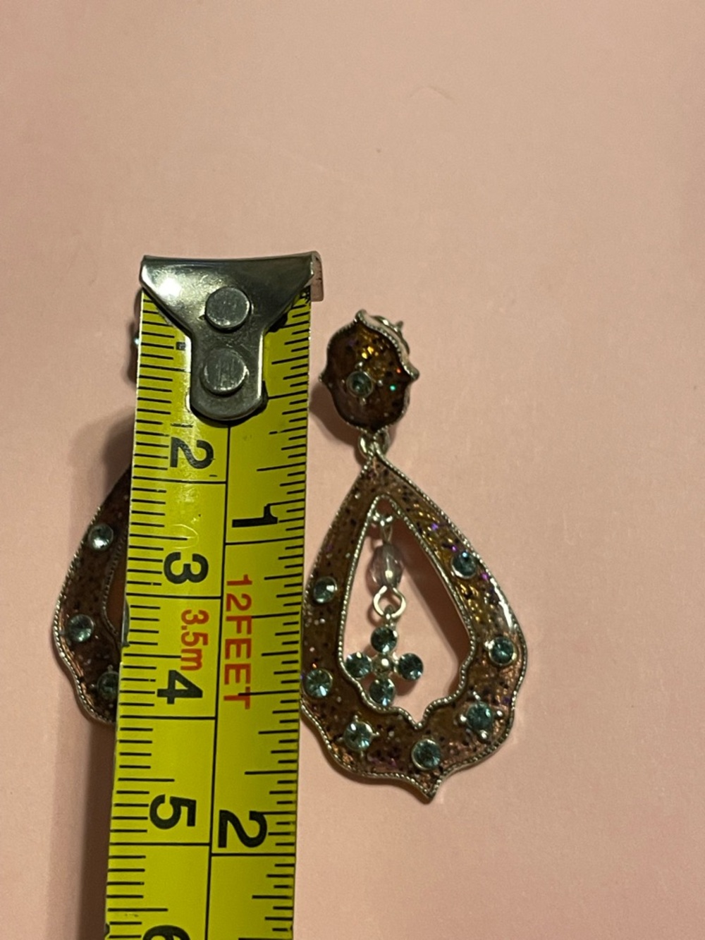 Avon Costume Enamel Rhinestone Pierced Earrings  #7997 - Picture 4 of 4